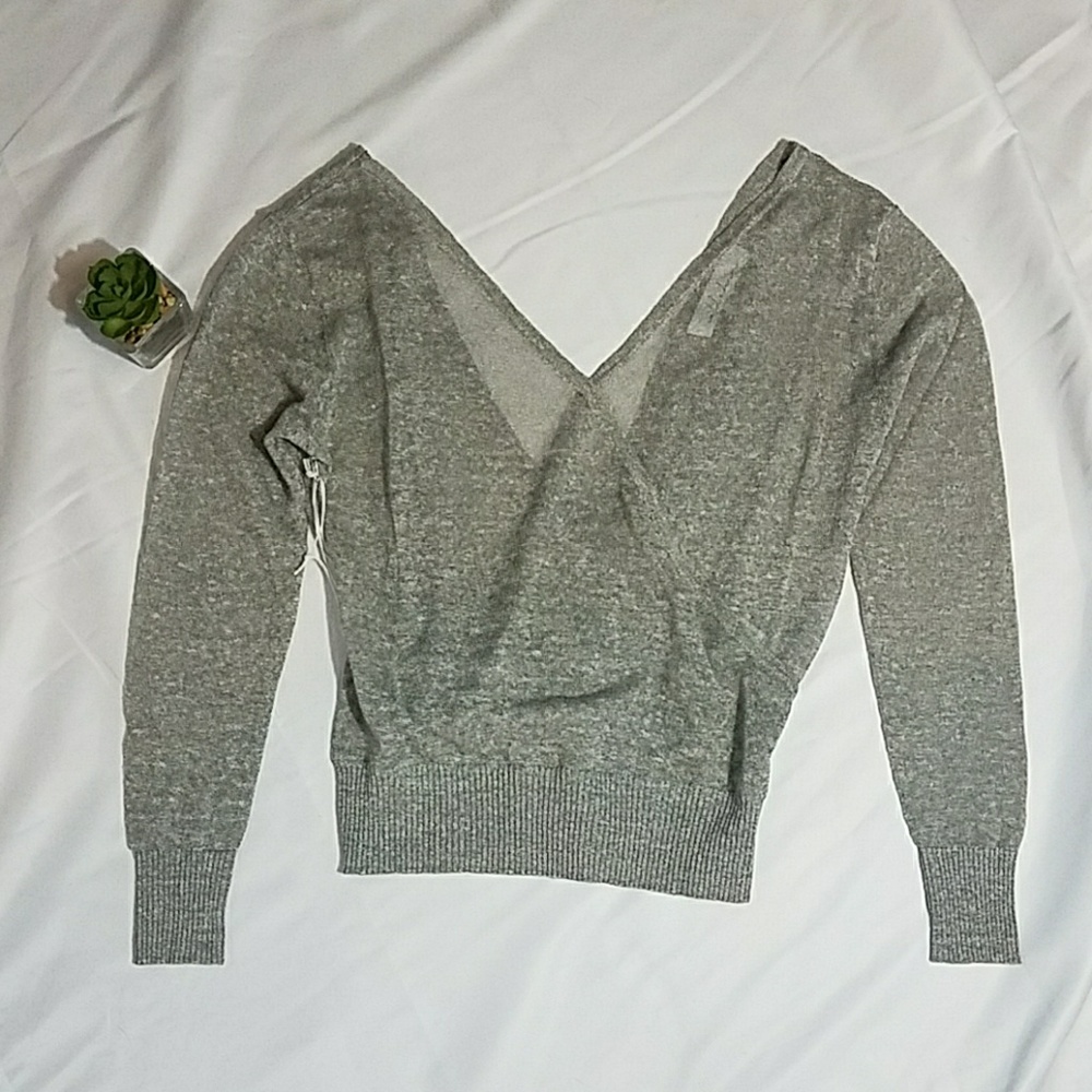 Silver Sheer Crossover Blouse - Picture 6 of 7